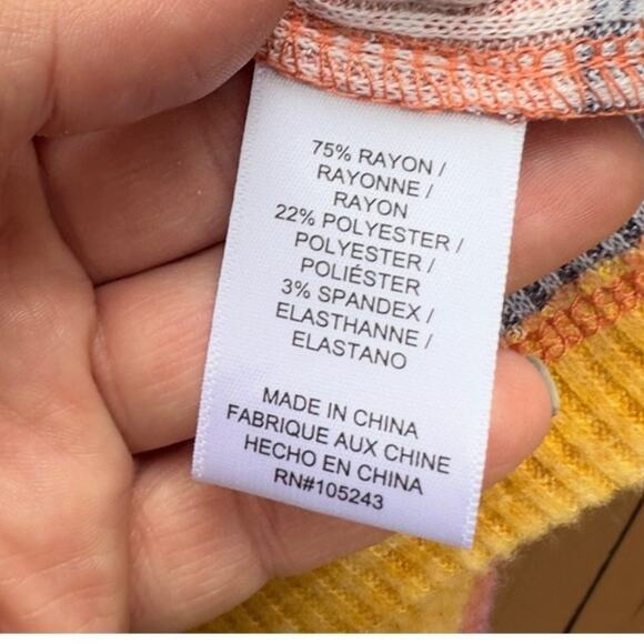 NWT BOBEAU Amie Striped Waterfall Cardigan Small, Navy Rust Combo Stylish Layers - Picture 4 of 9